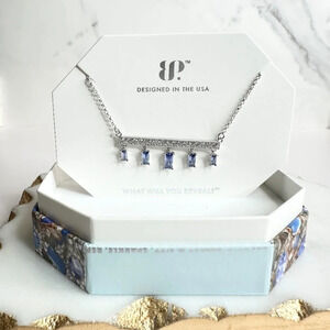 Bomb Party December Tanzanite Bar Necklace Always a Mood RBP8505 Sterling Sliver